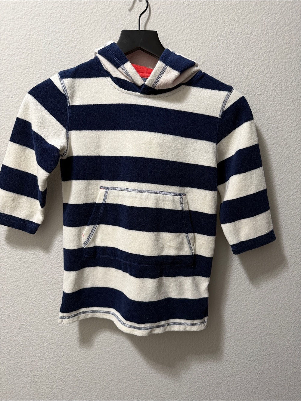 Mini Boden Navy & White Striped Hooded Pullover